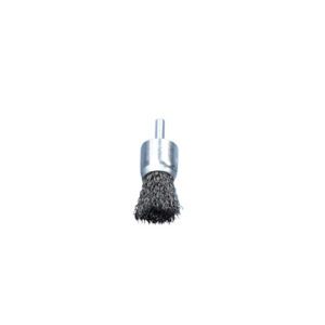 Eindborstel, gekrulde draad Ø0,3 mm, diameter 25 mm, schacht 6 mm