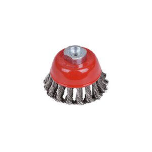 Komvormige staalborstel met gedraaide knoopdraad 0,5 mm Ø65 mm, M14