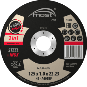 Doorslijpschijf  staal+ inox PRO 125 mm. MOST