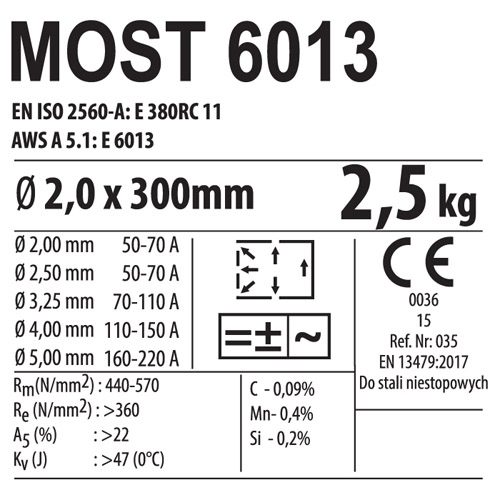 Elektrode 6013 2,0 x 300 mm MOST - Afbeelding 2