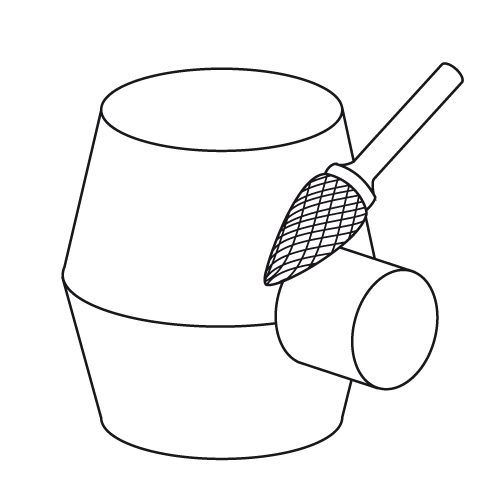 ALU CUT PRO freesstift F1225ALU– Cilindervorm met afgeronde punt F– Ø12 × 25 mm – schacht Ø6 mm - Afbeelding 2