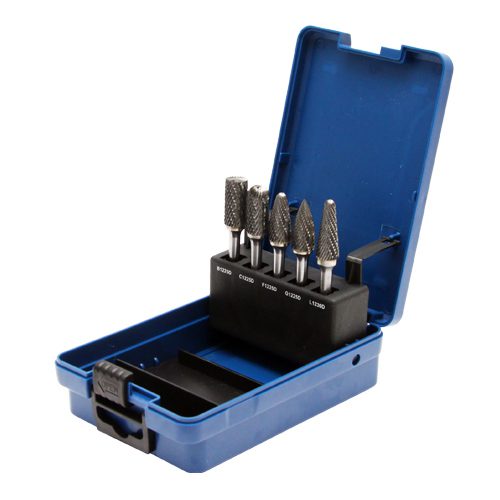 Hardmetalen freesstiftenset Standaard (dubbele vertanding), 5-delig